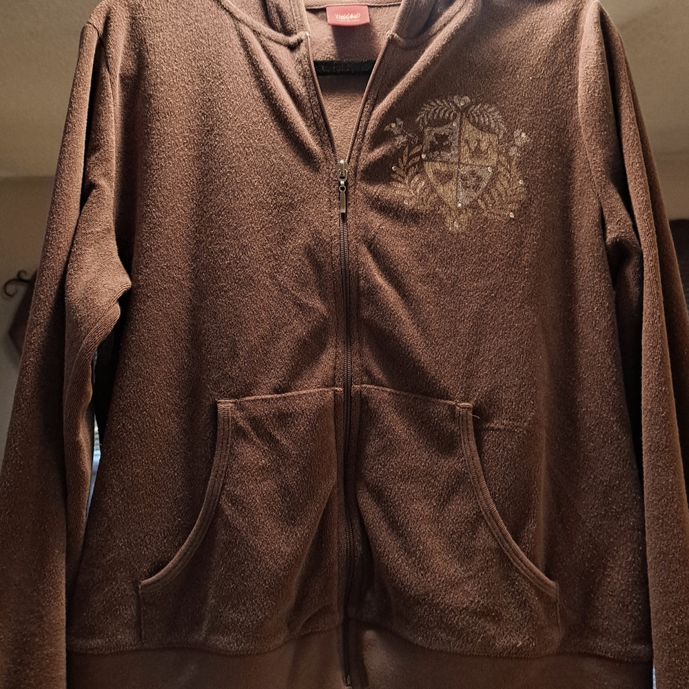 MOSSIMO Brown Womens Jacket with sparkle Crest Design
